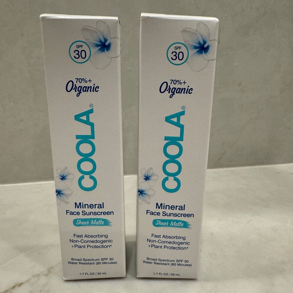 NWT Coola Sheer Matte Tinted Mineral Face Sunscreen, pack of 2